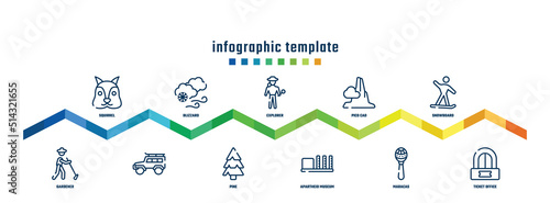 concept infographic design template. included squirrel, gardener, blizzard, , explorer, pine, pico cao, apartheid museum, snowboard, ticket office