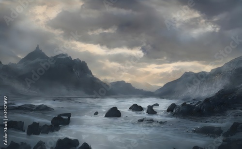 3d rendering of a fog over the mountains