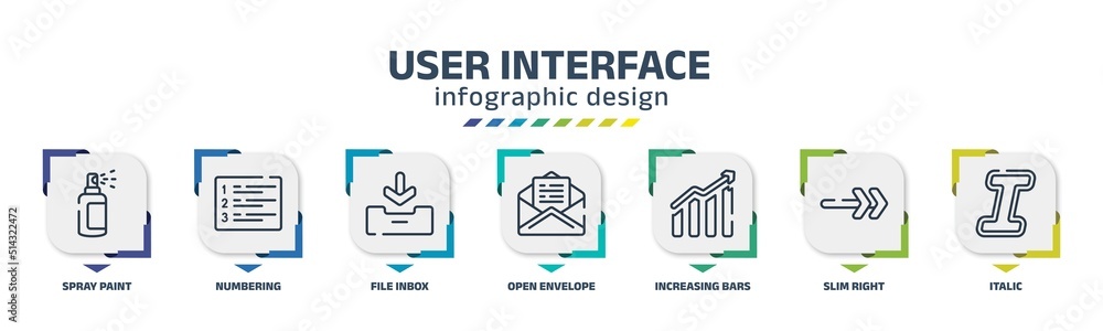 user interface infographic design template with spray paint, numbering ...