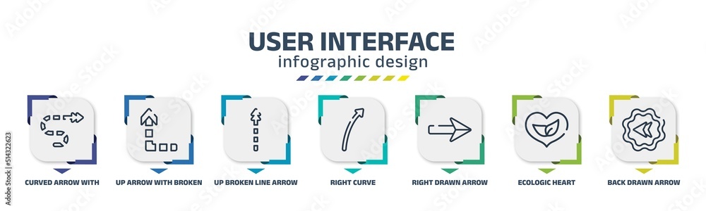 user interface infographic design template with curved arrow with ...