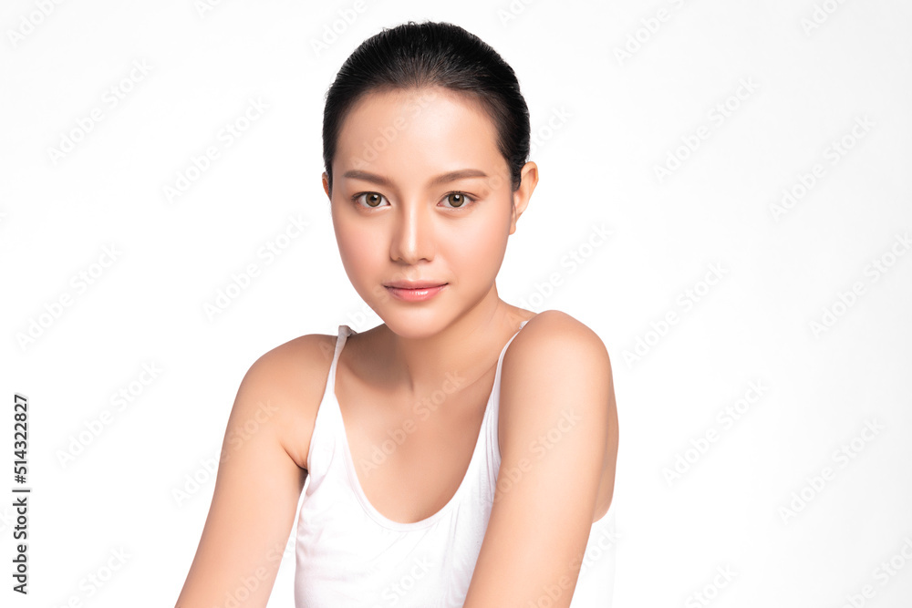 Beautiful young asian woman with clean fresh skin on white background, Face care, Facial treatment, Cosmetology, beauty and spa, Asian women portrait. Beautiful young asian woman with clean fresh skin on white background, Face care, Facial treatment, Cosmetology, beauty and spa, Asian women portrait.