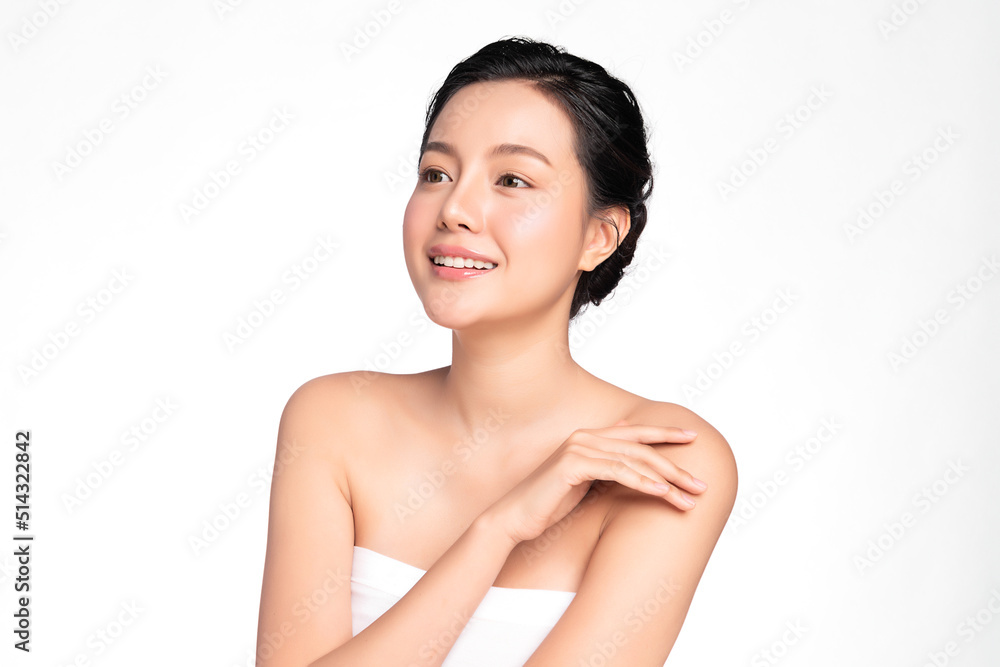 Beautiful young asian woman with clean fresh skin on white background, Face care, Facial treatment, Cosmetology, beauty and spa, Asian women portrait. Beautiful young asian woman with clean fresh skin on white background, Face care, Facial treatment, Cosmetology, beauty and spa, Asian women portrait.