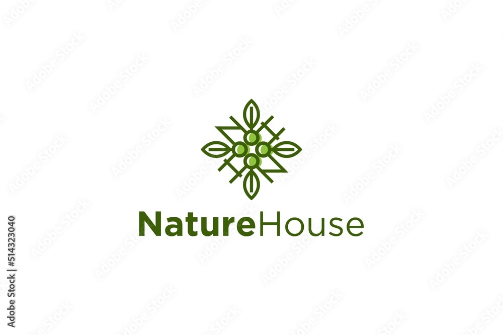 Nature leaf rounded logo design organic fresh farm botany herbal life