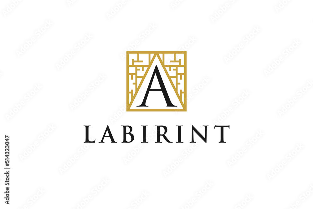 Labyrinth A initial logo design icon symbol abstract business technology Labyrinth A initial logo design icon symbol abstract business technology