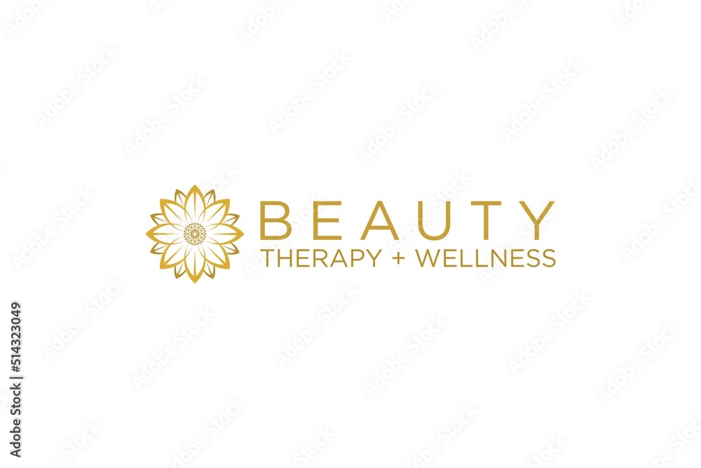 Beauty wellness mandala logo design gold flower circle luxury shape icon symbol