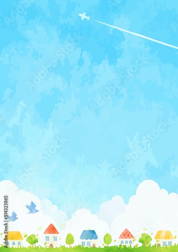 穏やかな街並みイラスト