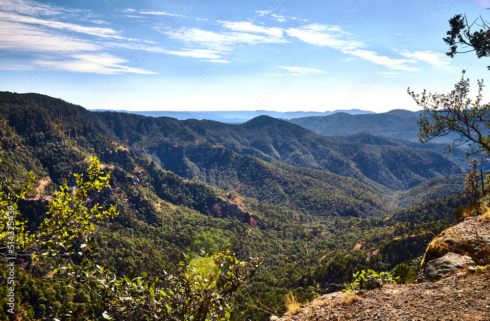 Sierra Madre Occidental neovolcanic cordillera with canyons and mountains