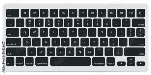 Contemporary light keyboard of computer. Top View Wireless Keyboard New Model With Aluminium Isolated With Clipping Path On White Background