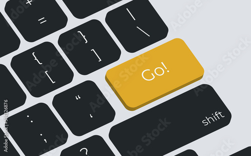 GO button in yellow on a computer keyboard