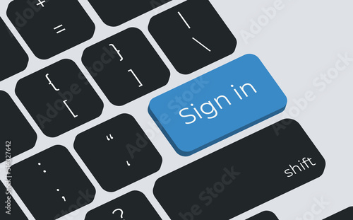 Sign in button on keyboard keys vector