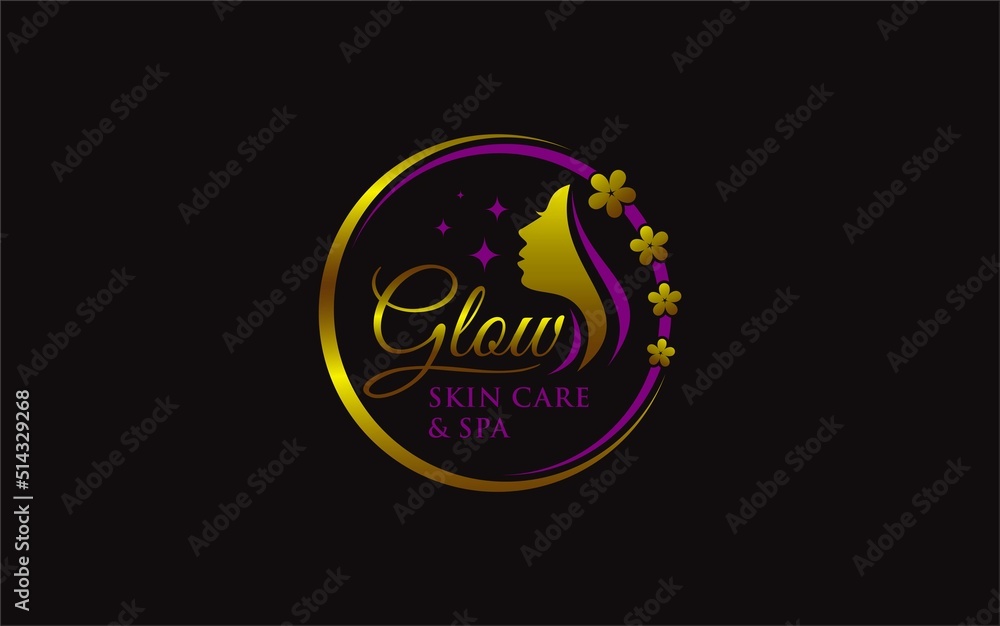 Illustration graphic vector of beauty skin care with woman inside style logo design template Illustration graphic vector of beauty skin care with woman inside style logo design template