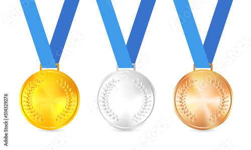 Medal vector set. Gold medal, silver medal, bronze medal