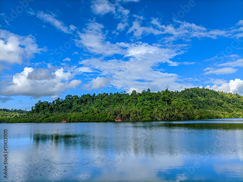 Landscape background photo with beach and mountain views