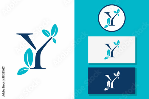 letter Y leaf logo icon design vector