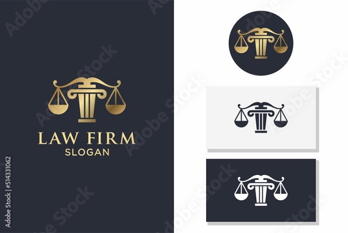 PrintLibra justice scales and greek pillar column building for court courthouse lawyer attorney governmen