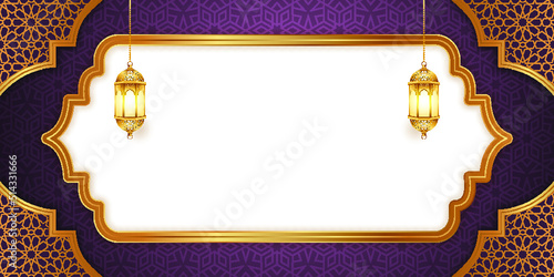 3d arabic islamic luxury eid mubarak empty ramadan horizontal banner gold pattern for eid al fitr adha idul fitri milad un nabi background