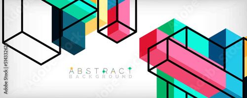 Abstract background. 3d cubes, cubic elements and blocks. Techno or business concept for wallpaper, banner, background, landing page
