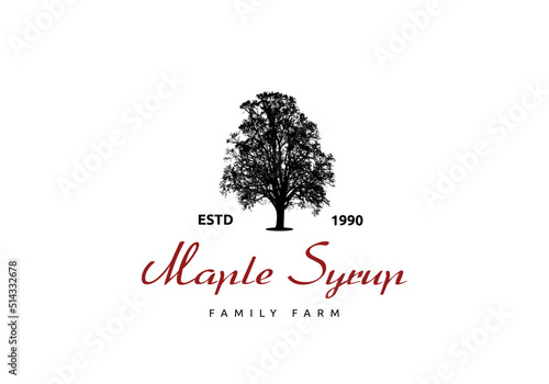 Maple tree illustration logo, suitable for farm, syrup, and more.