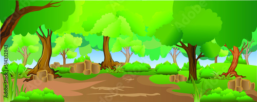 Illustration of an outdoor in the jungle and natural