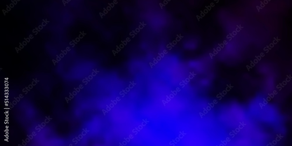Dark Pink, Blue vector background with clouds.
