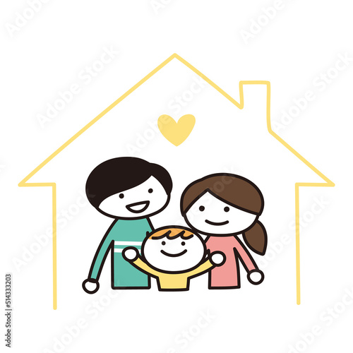 親と子供の家族のイラスト