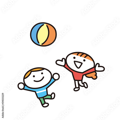 ボールで遊ぶ子供のイラスト