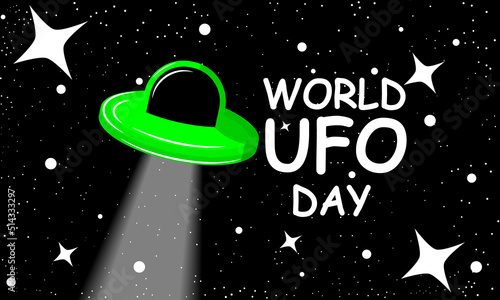World ufo day flying saucer, vector art illustration.