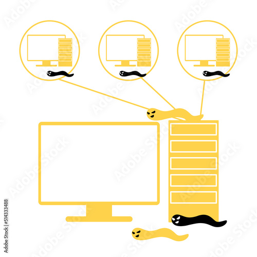 Vector illustration of worm virus multiplying.