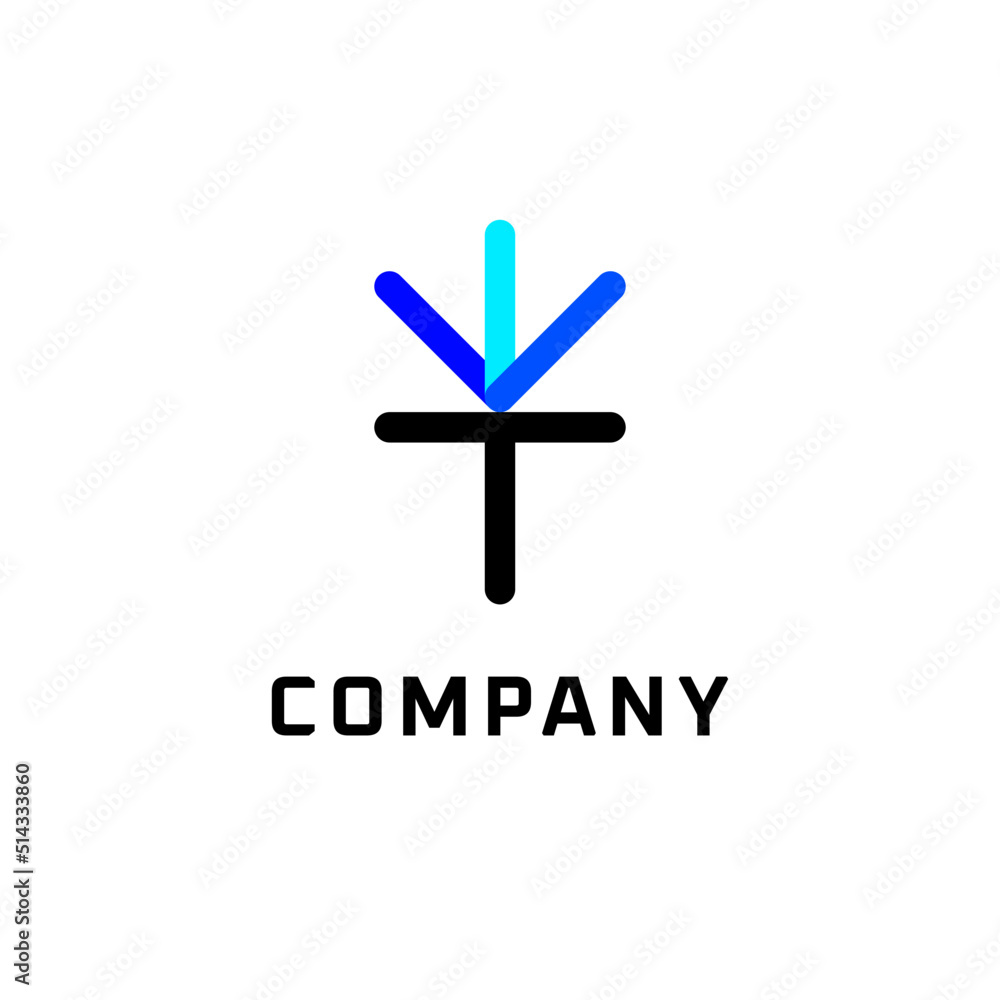 Obraz premium abstract letter t v arrow modern logo design template