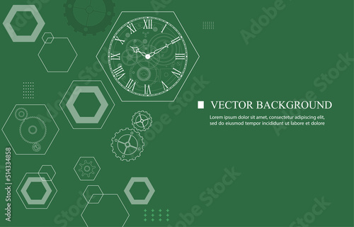 vector modern luxury wacth.geometric hexagon shape.abstract vector mechanical background.