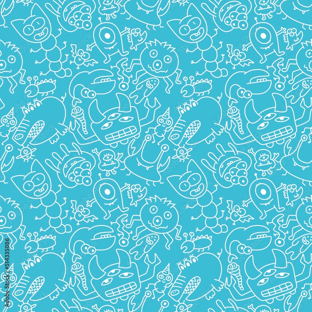 Kids seamless aliens and monsters pattern for fabrics and textiles and packaging and wrapping paper and notebooks Kids seamless aliens and monsters pattern for fabrics and textiles and packaging and wrapping paper and notebooks