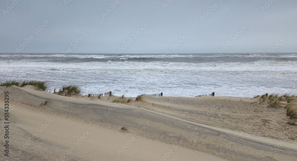 Panoramic Empty Beach in Outer Banks North Carolina during a Storm Panoramic Empty Beach in Outer Banks North Carolina during a Storm