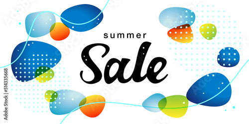 サマーセール夏の波の水色のベクターイラスト背景素材