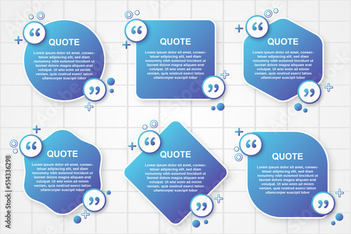 quote box frame bubble speech modern blue abstract cartoon set premium template collection