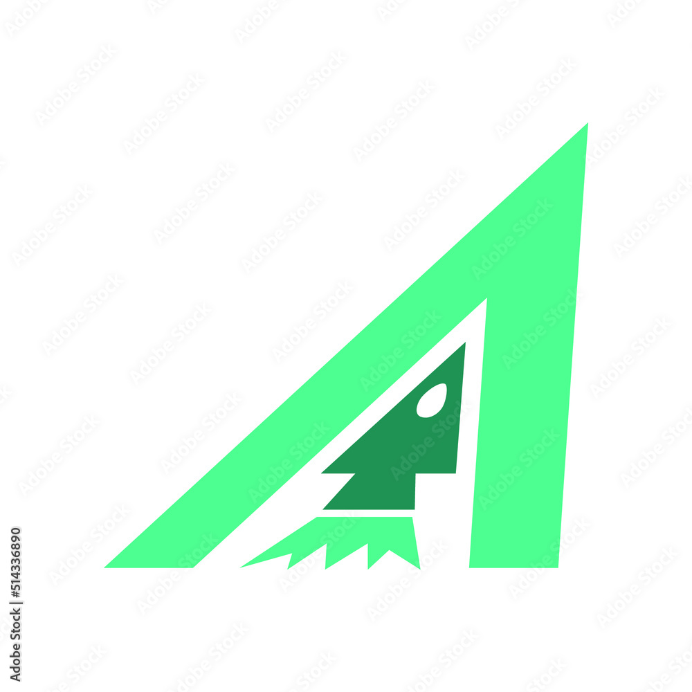 Illustration Vector Graphic of Rocket logo with initial A Illustration Vector Graphic of Rocket logo with initial A