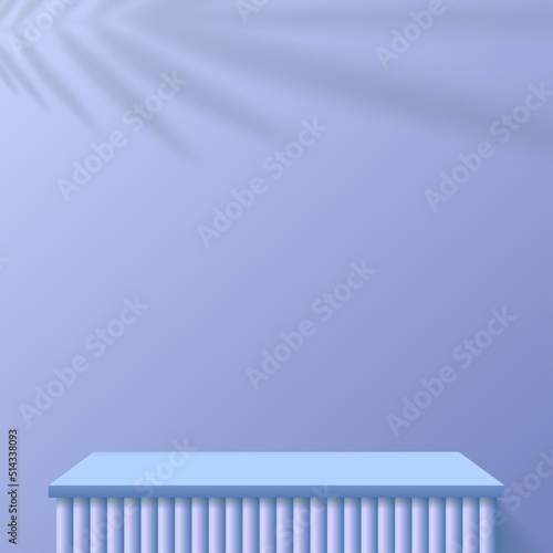 Blue podium in blue background for product presentation. Vector