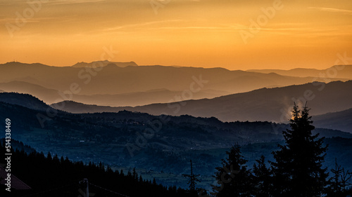 Sunset from the Prislop Pass  Rodna  Rodnei  Mountains  Carpathians  Romania.