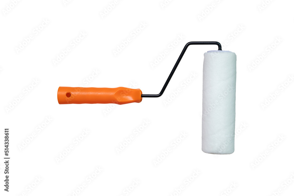 white paint roller isolated on white background white paint roller isolated on white background