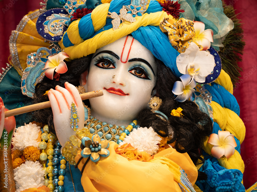 Deities of Hare Krishna Temple, Durban Stock Photo