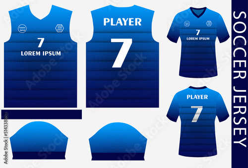 soccer jersey design template with pattern and mockup 