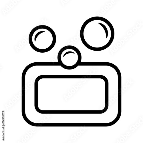 Bar of cleaning soap with bubbles line art vector icon for apps and websites photo
