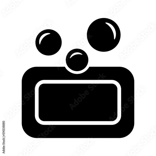 Bar of cleaning soap with bubbles flat vector icon for apps and websites
