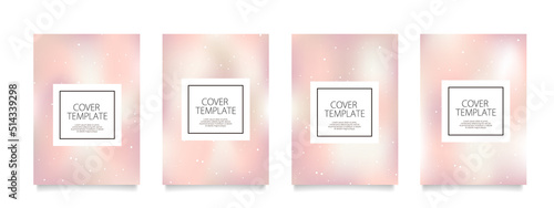 上品な明るいピンクのグラデーションのベクターカバーデザインセット。ビジネスのパンフレット、カード、ポスターなどの背景として。