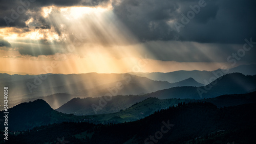 Sunset from the Prislop Pass, Rodna (Rodnei) Mountains, Carpathians, Romania.