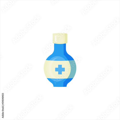 Medical bottle with label. Flat vector illustration.
