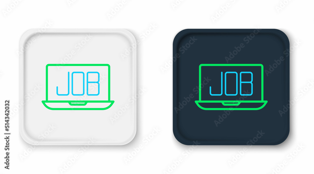 Line Search job icon isolated on white background. Recruitment or selection concept. Human resource and recruitment for business. Colorful outline concept. Vector Line Search job icon isolated on white background. Recruitment or selection concept. Human resource and recruitment for business. Colorful outline concept. Vector