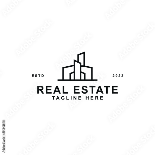 outline real estate logo business vector design concept ideas. elegant estate rent icon logo design vector illustration with line art  minimalist and modern styles isolated on white background.