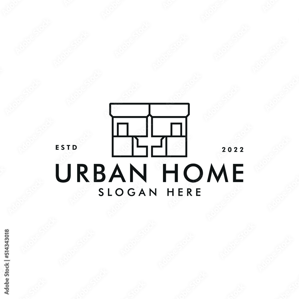Fototapeta premium Minimalistic urban house icon logo design vector ideas. modern urban house logo business vector design concept with outline, elegant and vintage styles isolated on white background.