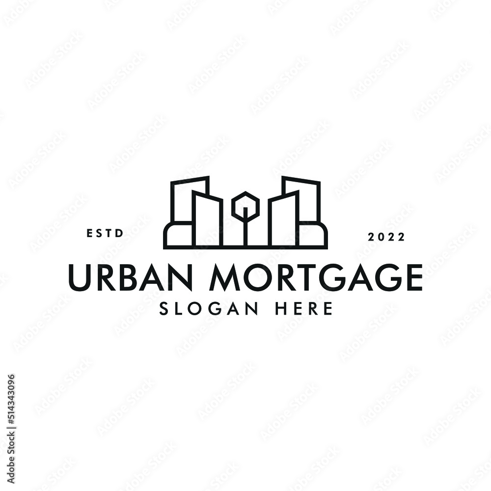 Eco urban estate logo business vector design template. Eco urban mortgage logo business design concept with outline, modern and minimalist styles isolated on white background.