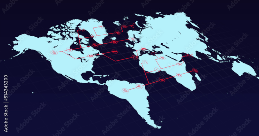 Obraz premium Image of network of connections over world map